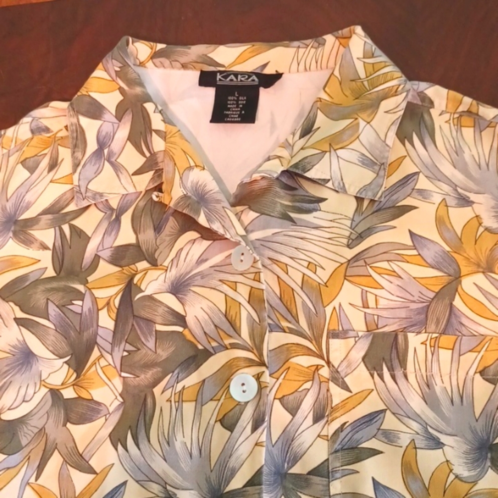 KARA  L Green & Yellow Casual Button Down Shirt 6853